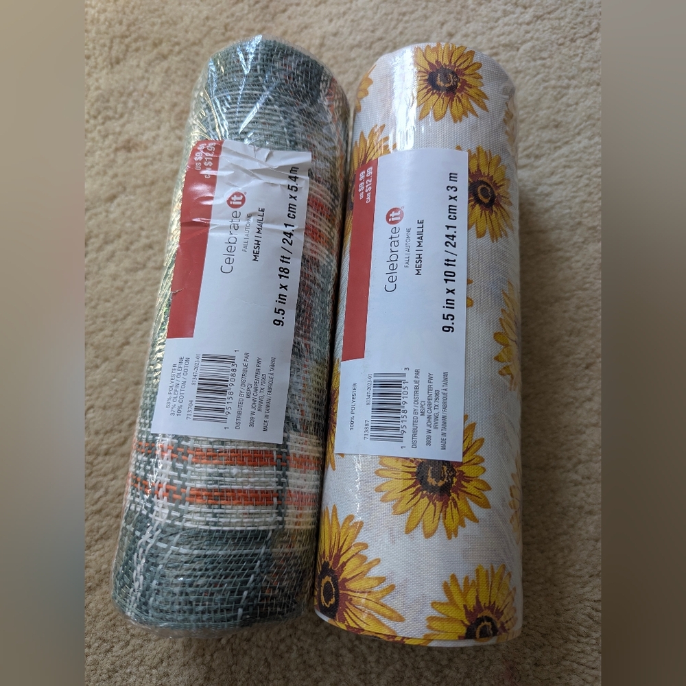 Lot of 2 Celebrate It Fall Mesh Rolls